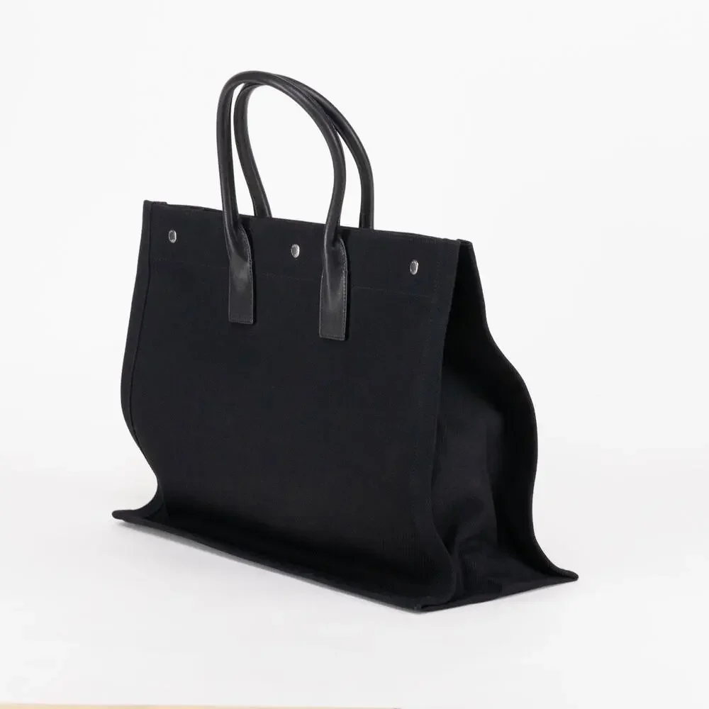 Saint Laurent Rive Gauche Canvas Tote Black&White